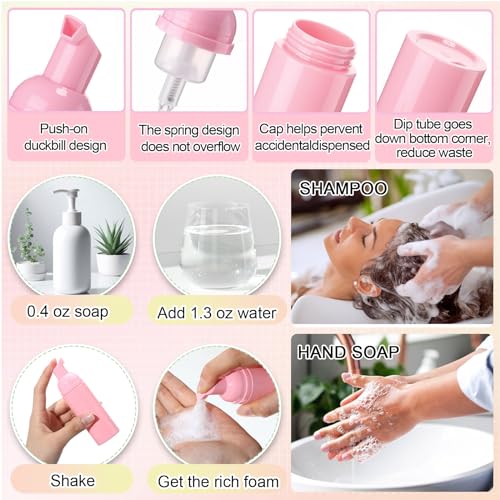 Zhehao 150 Pcs Lash Shampoo Kit Bottle Brushes Bulk 30 Eyelash Dispensers 30 Lash Shampoo Brushes 30 Reusable Aftercare Bag 30 Eyelash Pipes 30 Extension Aftercare Cards(Pink)
