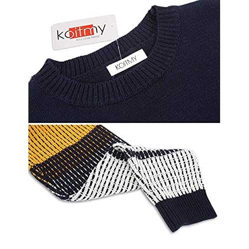 Women's Cute Contrast Sleeve Knitted Pullover Sweater
