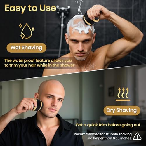 Ufree Head Shavers for Bald Men - IPX6 Waterproof Wet/Dry Bald Head Shaver, Detachable Rotary Blade for Clean Shave, Electric Shaver with LED Display, Storage Bag