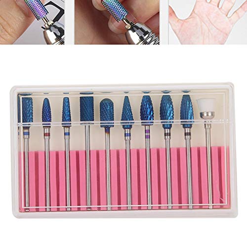 Nail Drill Bits Set,Electrical Professional Nail File Kit,Carbide Nail Drill Bits Set, Cuticle Drill Bit,Nail File Drill Bit for Manicure Pedicure Cuticle Gel Nail Polishing,10Pcs Nail Grinding Head