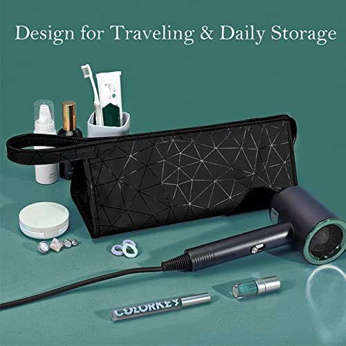Premium Leather Tracvel Case Compatible with Dyson Airwrap Styler and Shark Flexstyle, Storage Bag for Supersonic Hair Dryer, Portable Organizer for Airwrap Dupes£¨Black£©