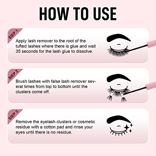 Lash Bond and Seal Lash Extension Remover Kit for Cluster Lashes Soothing Oil 5ML Lash Glue Remover 48-72 Hours Cluster Lash Glue DIY Eyelash Extension Kit Self Application 2 Pcs at Home