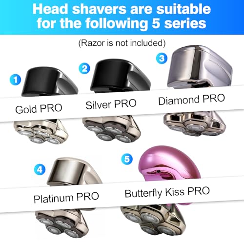 9D Head Shaver for Bald Men, 6-in-1 Electric Grooming Kit, Cordless Rechargeable Wet & Dry Waterproof Skull Razor with Nose Trimmer, Hair Clipper & Body Grooming Attachments