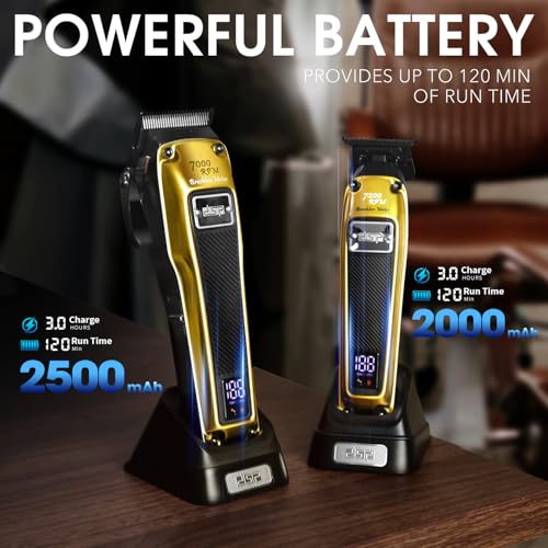 DSP Hair Clipper for Men Professional, BLDC Motor & DLC Coated Detachable Blade, Cordless Hair Trimmer Set for Barber with Charging Base, Men Hair Product Gift Set