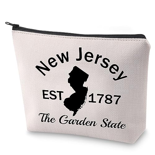 NJ State Cosmetic Bag Independence Gift New Jersey Est 1787 The Garden State Travel Makeup Bag Freedom Gift (New Jersey)