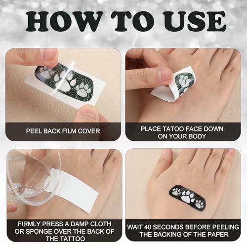 Blulu 24 Pairs Glitter Paw Eye Black Temporary Tattoos Paw Face Tattoo Sticker Claws Sports Eyeblack Cheek Cheers for Football Baseball Softball Birthday Party Sports Fan Cheerleader Supplies(Black)
