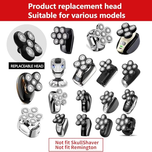 Men's Electric Head Shaver Replacement Heads 5 Blades Head Shavers for Bald Men Replacement Heads,Men's head Shaver Blade,Wet & Dry Compatible Waterproof Multi Functional