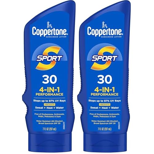 Coppertone SPORT Sunscreen SPF 30 Lotion,Water Resistant Sunscreen,Body-Sunscreen Lotion,7 Fl Oz,(Pack of 2)