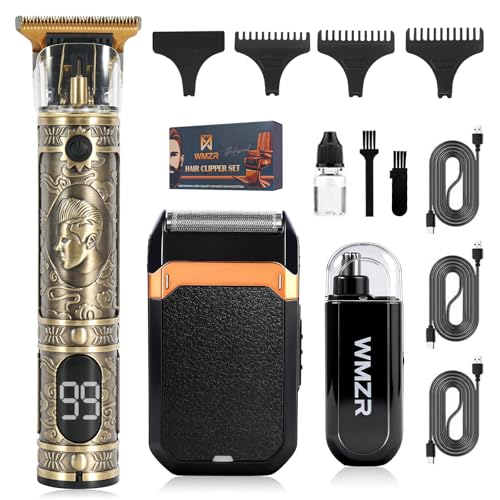 Hair Trimmer for Men, Electric Shaver, Nose Hair Trimmers, Professional Shaving Set, Cordless Hair Clippers, T-Blade Beard Trimmer, Men's Grooming Kit. (Bronze)