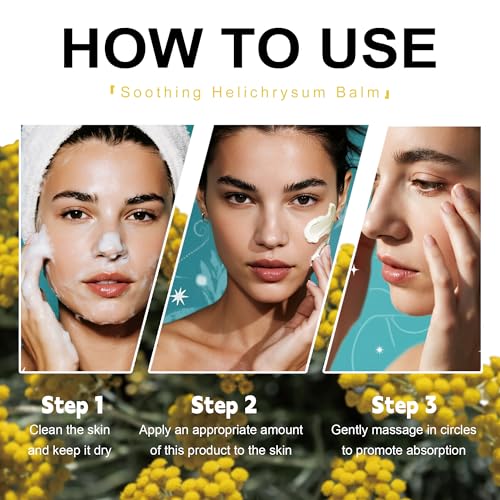 Helichrysum Balm Natural Moisturizing Balm with Helichrysum Essential Oil, Organic Olive Oil & Shea Butter, Soothing & Hydrating Skin Care for Face, Hands & Body, 1.76oz / 50g
