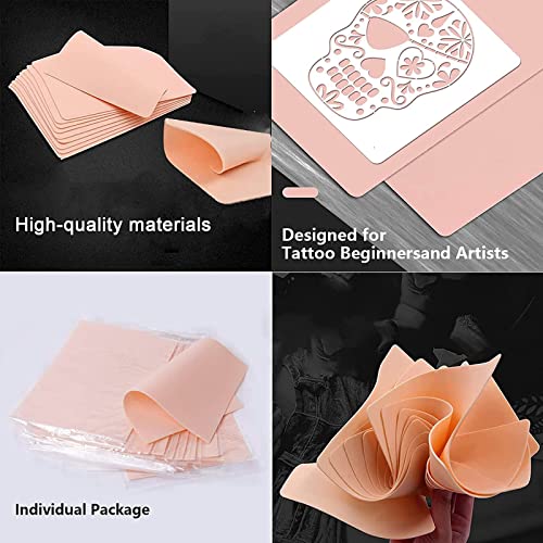 Tattoo Practice Skins with Transfer Paper - 40Pcs Blank Tattoos Skin Practice and Stencil Paper Kit Includes 30Pcs DIY Tracing Paper and 10Pcs Double Sides Tattoos Fake Skins for Beginners Artis