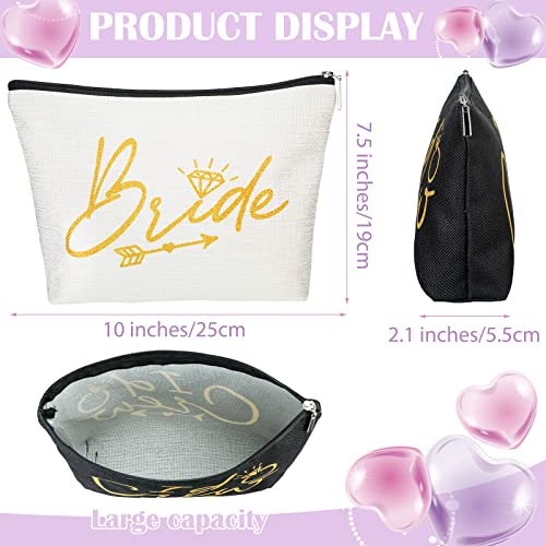 Sadnyy 11 Pieces Bridesmaid Makeup Bags I Do Crew Bachelorette Party Cosmetic Bags Bridesmaid Proposal Gifts for Women Bridal Party Favor Team Present Bridal Shower(White, Black)