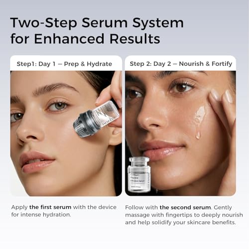 Micro Infusion System for Face Skin, Titanium Needle Cosmetic Stamp Hydra Microneedling Serum - Peptides & Hyaluronic Acid Serum for All Skin Types, 0.25mm Home Infusion Set