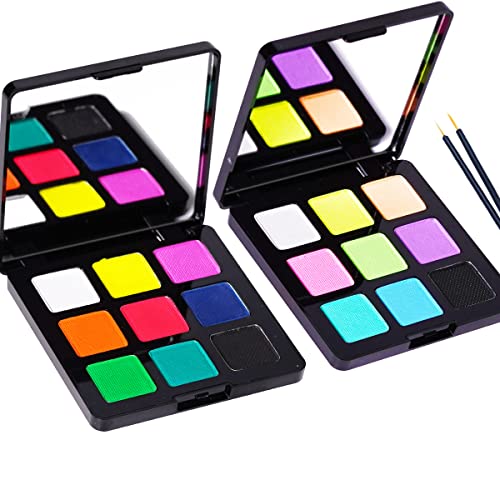 Bowitzki 9 Colors Water Activated Eyeliner Hydra Liner Graphic Cake Aqua Eye Liner Retro Makeup Pastel UV Glow Color Neon Face Body Paint (25 Pastel Color)