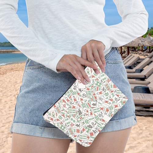 WZMPA Mahjong Luck Cosmetic Bag Mahjongs Inspired Gift Mah-jong Zipper Pouch Bag Mahjongs Merchandise (Mahjong)