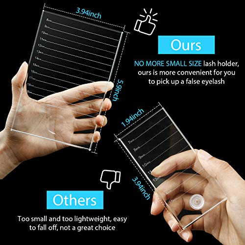 Maitys Lash Tile Glass Pallet Eyelash Crystal Pallet Bigger Size Extension Tile False Lash Tray Strip Adhesive Glue Holder for Eyelash Extensions(5.9 x 3.94 x 0.31 Inch,Transparent)
