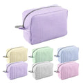 6 Pcs Seersucker Cosmetic Bag Seersucker Makeup Bags Women Stripe Large Travel Toiletry Organizer Preppy Storage Pouch Seersuck Travel Toiletry Bag for Embroidery Wedding Bridesmaid Bride Mom Gift