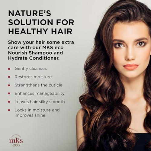 Earthly Body MKS eco Nourish Shampoo, Isle of You (25 fl oz) + MKS eco Hydrate Conditioner, Isle of You (25 fl oz) - Moroccan Argan Oil, Hemp Seed Oil - Vegan, Cruelty Free