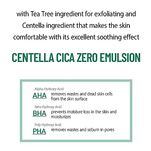 DEARBOO SKIN Balancing Centella Cica Zero Facial Emulsion 5.07 fl.oz(150ml) | AHA BHA PHA and Teatree | Soothing, Calming, Moisturizing for Sensitive Skin | Daily Korean Skincare
