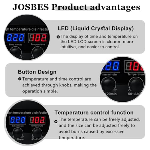 Tool Sterilizers, High temperature sterilization up to 230¡ÆC Time Setting, for Nail Salons Dental Clinics Hair Cutting Tools and Daily Household Use Black