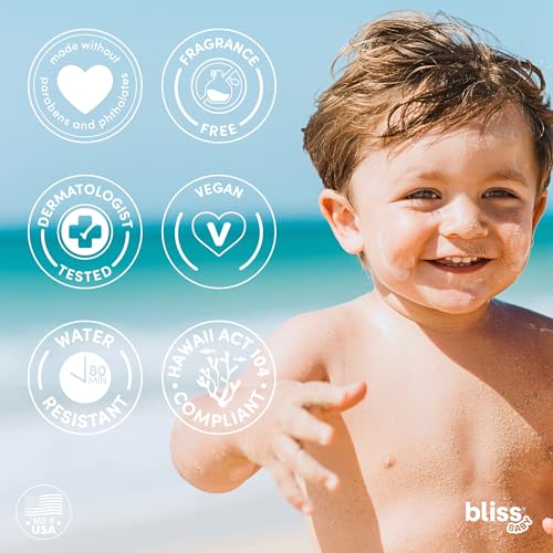 Bliss Baby Mineral Face Sunscreen Stick, SPF 50, Natural Zinc Oxide, Unscented, Hypoallergenic & Dermat Tested, Water-Resistant, Vegan, Sensitive Skin - For Toddlers, Babies, Kids & Whole Family