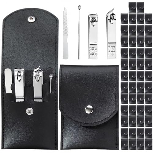 50 Sets Nail Clipper Set Bulk, 4-in-1 Stainless Steel Travel Nail Care Kit, Individually Wrapped Manicure Nail Kits with Case for Adults, Home, Hotel, Personal Care & Events£¨Black£©