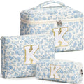 Birthday Gifts for Teen Girl Women, Personalized Initial Makeup Bag Quilted Cosmetic Bag Make Up Bags Travel Toiletry Bags Teen Girl Gifts Trendy Stuff Mothers Day Gift for Wife Mom Daughter Friends