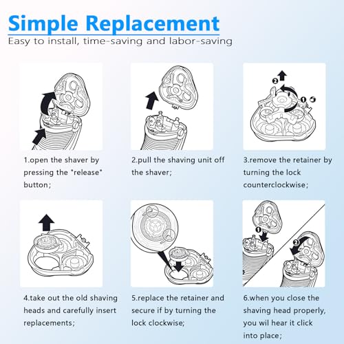 SH30 Replacement Heads Compatible with Philips Norelco Shaver Series 3000, 2000, 1000,SH30 Blades for Philips Norelco 2400, 3600, 3900