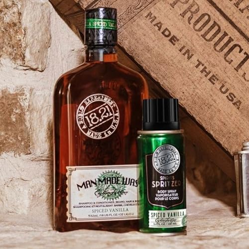 18.21 Man Made Original 3-in-1 Body Wash and Spirit Spritzer 2-Set Bundle, All Hair & Skin Types for Men, Strengthens and Moisturizes in a Manly Aroma