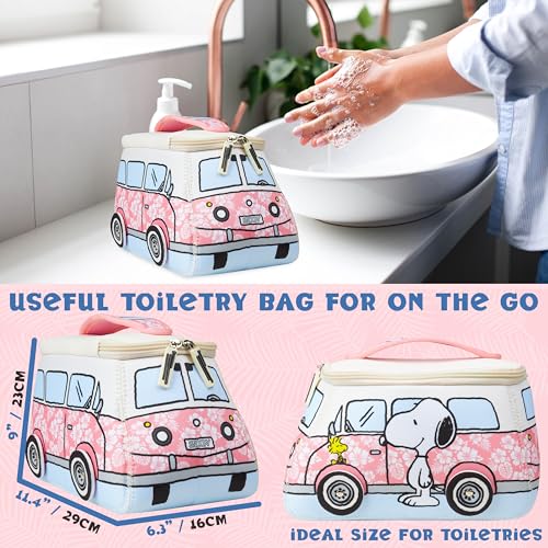 Get Trend Peanuts Snoopy Toiletry Bag, Travel Essentials, Girls Makeup Bag, Cruise Essentials, Travel Accessories, Gifts for Women, Teens (Pink Snoopy)