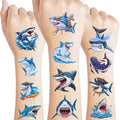 Shark Temporary Tattoos | Ocean Themed Shark Party Decorations Birthday Party Favors Supplies Accessories Stickers Under The Sea Themed Gift Idea For Kids Teen Boy Girl Adult 60Pcs 4 Sheets Pre-cut