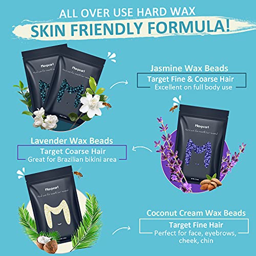 Maxpearl Digital Waxing Kit + 2.5LB Hard Wax Beads Bag for Full Body Waxing - Brazilian, Bikini Waxing, Face, Eyebrows, Underarms, Arms, Chest, Back, Legs, Jasmine & Coconut Formula