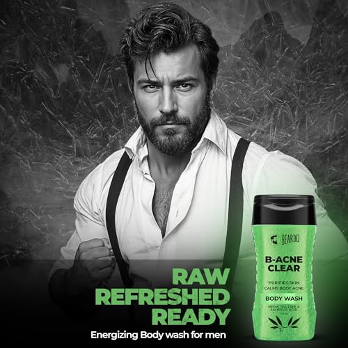 BEARDO Body Acne Body Wash for Men 200 ml | With Neem, and Tea Tree | Clean Clear Skin | For Body Acne and Skin Purification | B-acne Bodywash