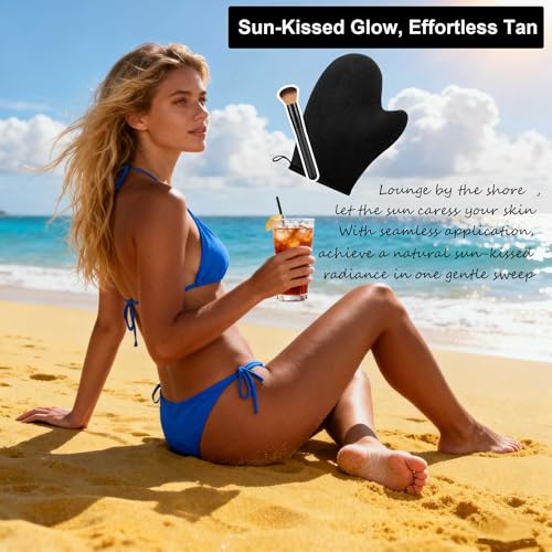 Tanning Mitt Self Tanner Mitt 2 in 1 Set Self Tanning Mitt ? Self Tan Mitt Tanning Glove Tanning Mitts Self Tanner Brush for Self Tan Mit for Streak-Resistant Tanning Application for Face,Body