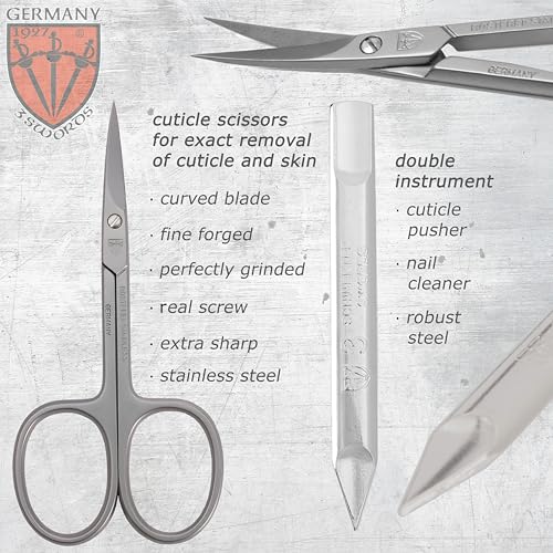 3 Swords Germany - brand quality 6 piece manicure pedicure kit set - stainless steel nail care tools - Made in Solingen Germany (500)
