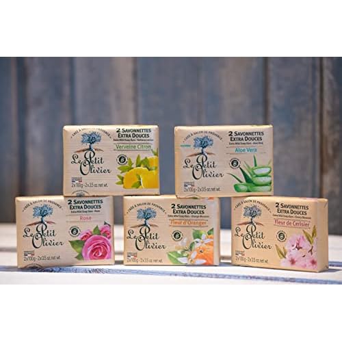 Le Petit Olivier Extra Mild Soap Bars - Aloe Vera - Gently Cleanses Skin - Delicately Perfumed - Vegetable Origin-Based - 2 Pc