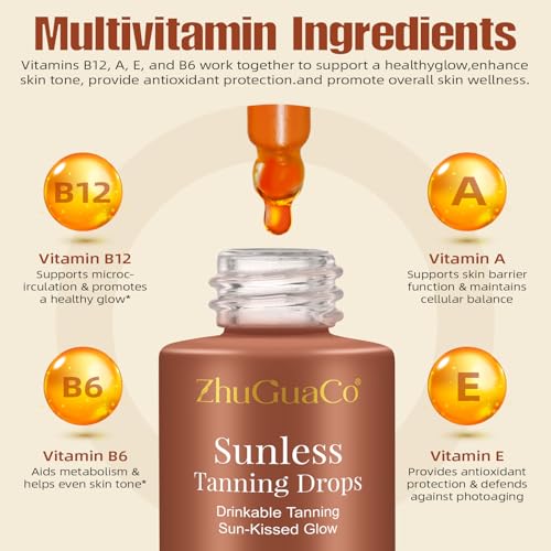 Sunless Tanning Drops To Drink,Drinkable Sunless Tanning Drops,Oral Drink Moisturizing Bronzing Tanner for Face & Body,Sun-Kissed Glow for All Skin