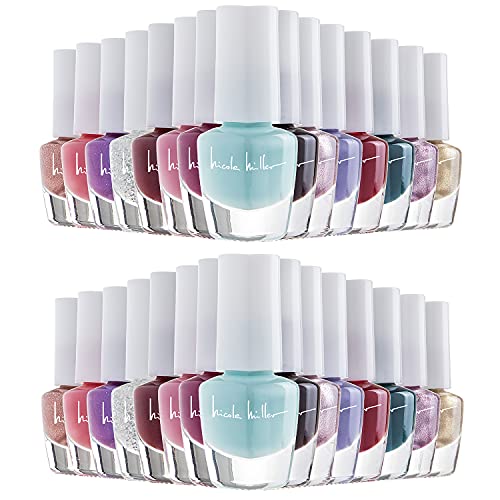 Nicole Miller Mini Nail Polish Set ? Glossy, Vibrant Colors for Fingernails & Toenails, 2 Pack Trendy Collection