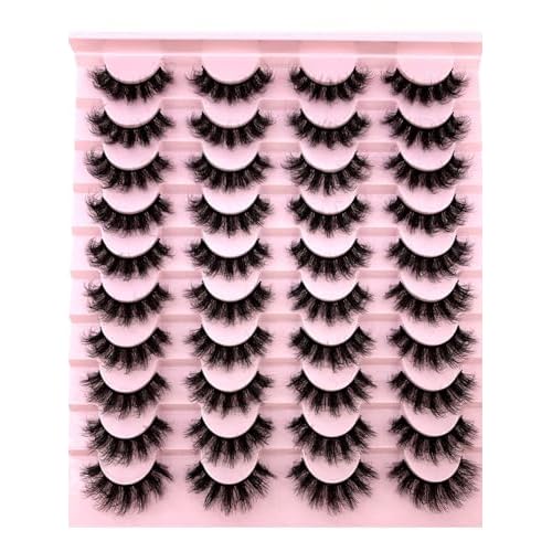 DIY Eyelash 3D Artificial Mink False Eyelashes 20 Pairs - Wholesale Fluffy Long Thick Lashes, Natural Look Imitation Mink, Reusable Makeup Eyelashes (ja-08)