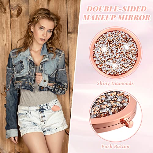 Vicenpal Compact Cosmetic Mirror Round Pocket Makeup for Bridesmaid Gifts Hand Held Small Mirror for Purse Compact Travel Accessory Proposal Bridal Shower Gifts, 2.75 Inch(24 Pcs)
