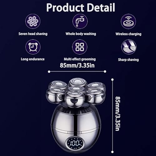Upgrade 7 Heads Men¡¯s 5-in-1 Electric Head Shaver for Bald Men,Multifunctional Electric Razor for Men£¬Cordless Rechargeable Travel Groomin Hair Trimmer Kits,Black