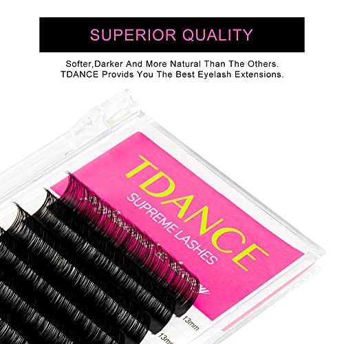 TDANCE Lash Extension Matte Black Eyelash Extension C CC D DD J B L Curl Volume & Classic Lash Extensions 0.03-0.18mm Thickness Professional Salon Use(0.03-DD,16 mm)