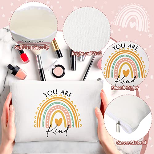 Sieral 20 Pcs Employee Appreciation Gift Bulk for Women Inspirational Canvas Makeup Bag Cosmetic Bag Toiletry Pouch Keychain Return Gift for Social Worker Nurse Teacher Friend Birthday(Rainbow)