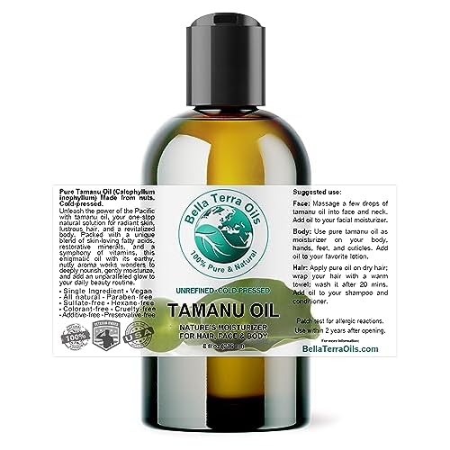Bella Terra Oils - Organic Tamanu Oil 8 oz - Dive into Nutritional Excellence, Bursting with Palmitic Acid, Elevate Skin Care Regimen, Cold-Pressed Essence