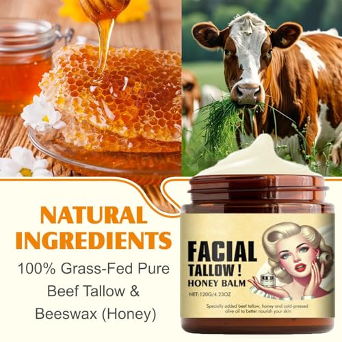 Cebo de Res para La Cara Original, Sebo de Res para La Cara, Crema de Cebo de Res para La Cara, Hidrataci?n y Alimentaci?n Profunda, Absorbente R?pido, Face Moisturizer Cream, 4.23oz/120g