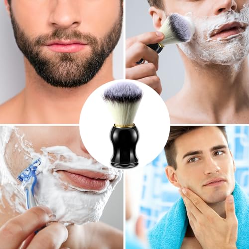 Patelai 4pcs Shaving Brush for Men Hand Crafted Shaving Brush for Wet Shave Using Shaving Cream Premium Quality Hair Bristle Bamboo Black Handle Shave Brush for Bearded Man Father Boyfriend Gifts
