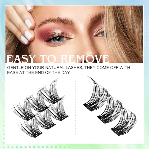 Hermosa Florence Flair Vegan cruelty free Mink Eyelashes Clusters Set 72 D Curl 8mm-16mm Wispy Lash clusters Individual Lashes 10-18mm Extensions HMFD22