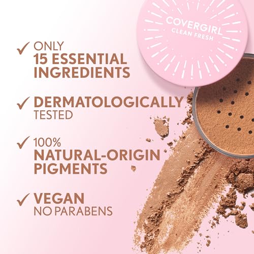 Covergirl Clean Fresh Radiant, 002 Golden Hour, Loose Powder Bronzer, Sunkissed Glow, Radiant Finish, Lightweight, Blends Seamlessly, Vegan Formula, 0.28oz