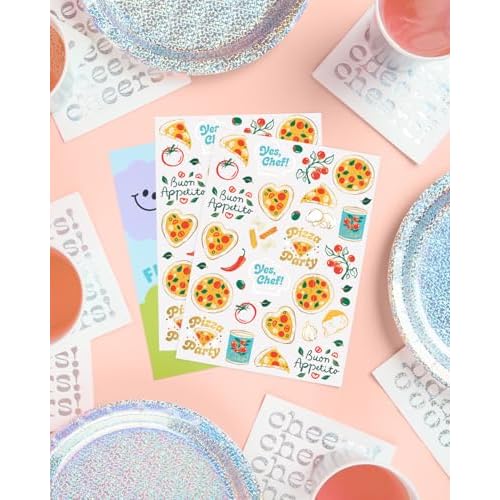 xo, Fetti Pizza Party Temporary Tattoos - 72 Gold Foil Pcs | Birthday Decorations, Cooking Class Accessory, Party Favor, Italian Activity