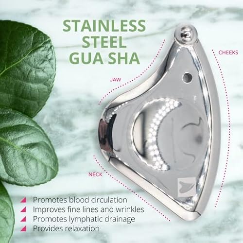 Gua Sha Facial Tools Beauty Trifecta with Stainless Steel Face Roller Massager, Dry Brush, Upgrade from Your Jade Roller Stone Guasha Tool, Beauty Tools Accessories (Beauty Trifecta)